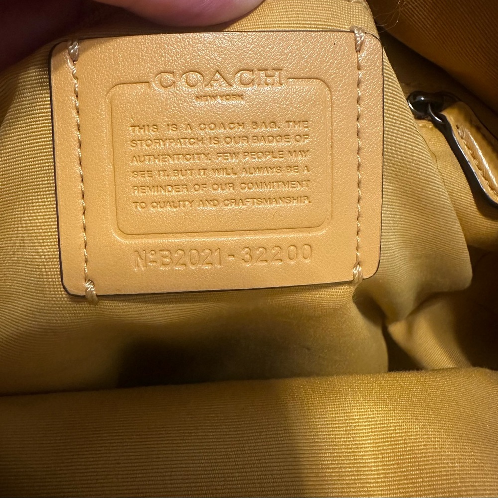Coach Authentic Signature Brown and Yellow Leather Backpack - Picture 6 of 10